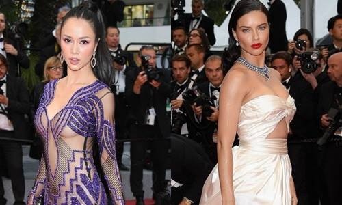 Vu Ngoc Anh dien vay mong tang ben dan sao tren tham do LHP Cannes hinh anh