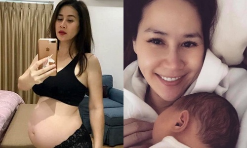 Dien vien 41 tuoi Than Thuy Ha khoe anh ben em be vua chao doi hinh anh