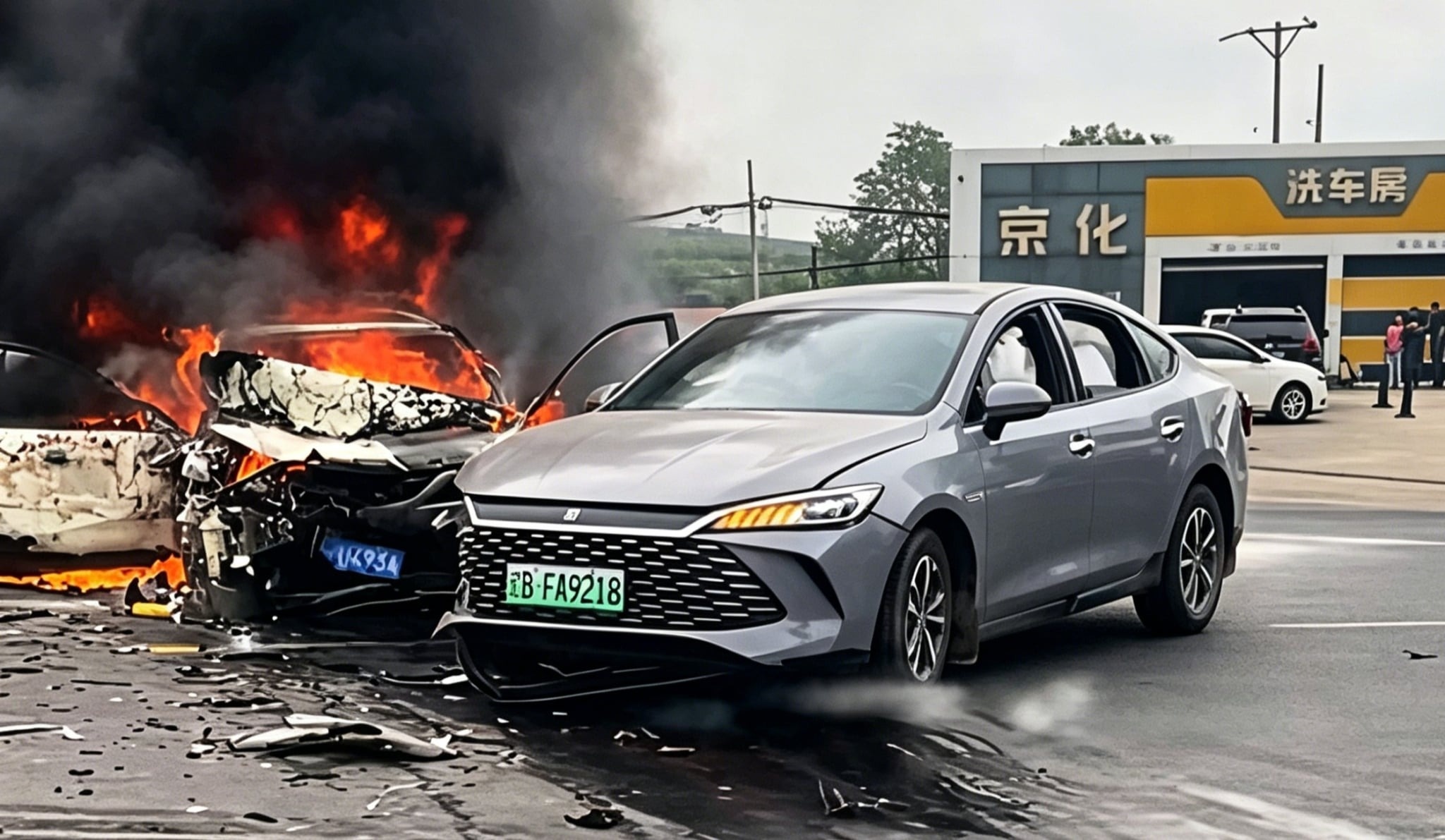 Mazda3 'tong' BYD Qin L - xe xang boc chay, xe dien 'binh an' hinh anh