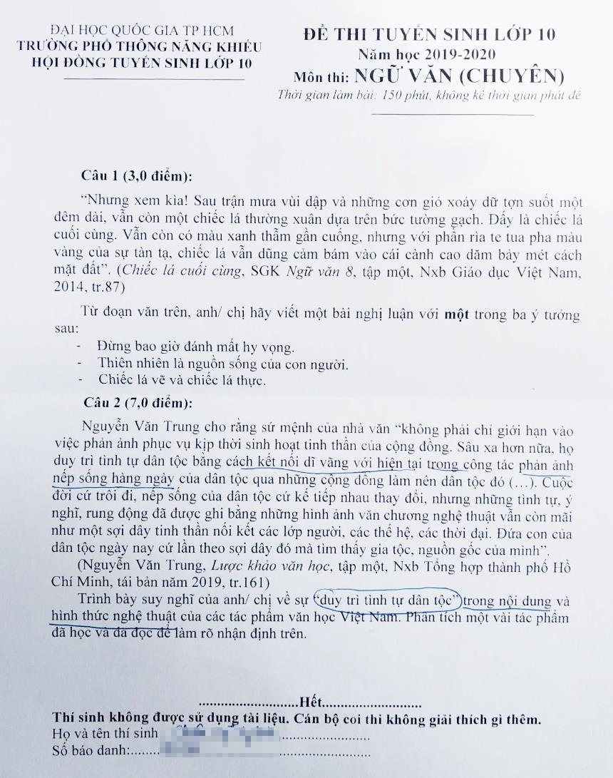 đề văn chuyên phổ thông năng khiếu ảnh 1 de van chuyen pho thong nang khieu anh 1