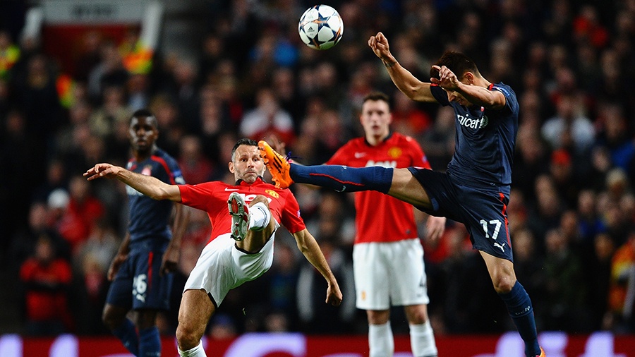 Giggs chơi bùng nổ trong trận M.U vùi dập Olympiakos. Ảnh Getty Images