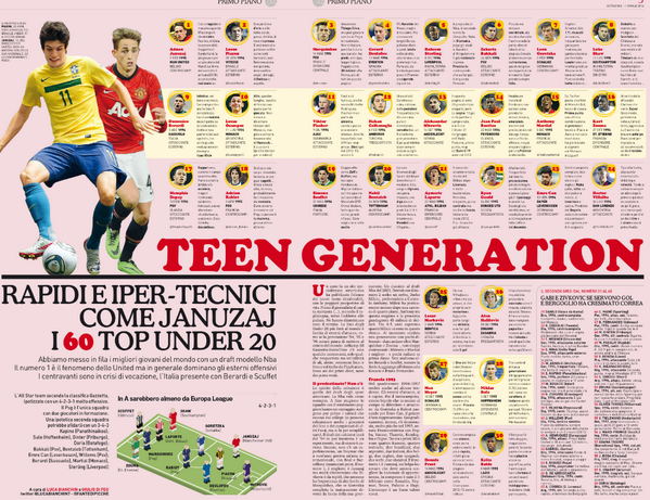 Januzaj được bầu chọn là cầu thủ trẻ xuất sắc nhất châu Âu. Ảnh Gazzetta Dello Sport