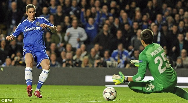 Torres ghi bàn mở tỷ số ở trận hòa Galatasaray trận lượt đi vòng 1/8. Ảnh EPA