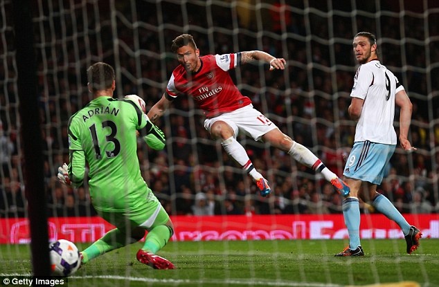 Giroud vừa ghi bàn vào lưới Sunderland trong chiến thắng 3-1 của Arsenal. Ảnh: Getty Images