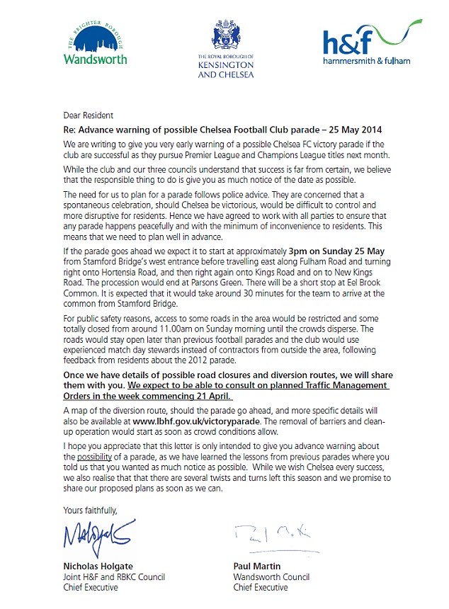 Bức thư Hội đồng quận Hammersmith và Fulham gửi tới người dân. Ảnh