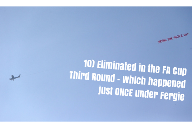 10. Lần đầu tiên bị loại khỏi vòng 3 FA Cup, điều chỉ xảy ra duy nhất 1 lần dưới triều đại kéo dài 27 năm của Sir Alex Ferguson.
