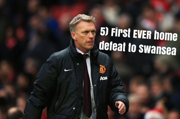 5. Lần đầu tiên trong lịch sử, M.U thua Swansea trên sân nhà vào ngày 5/1/2014.