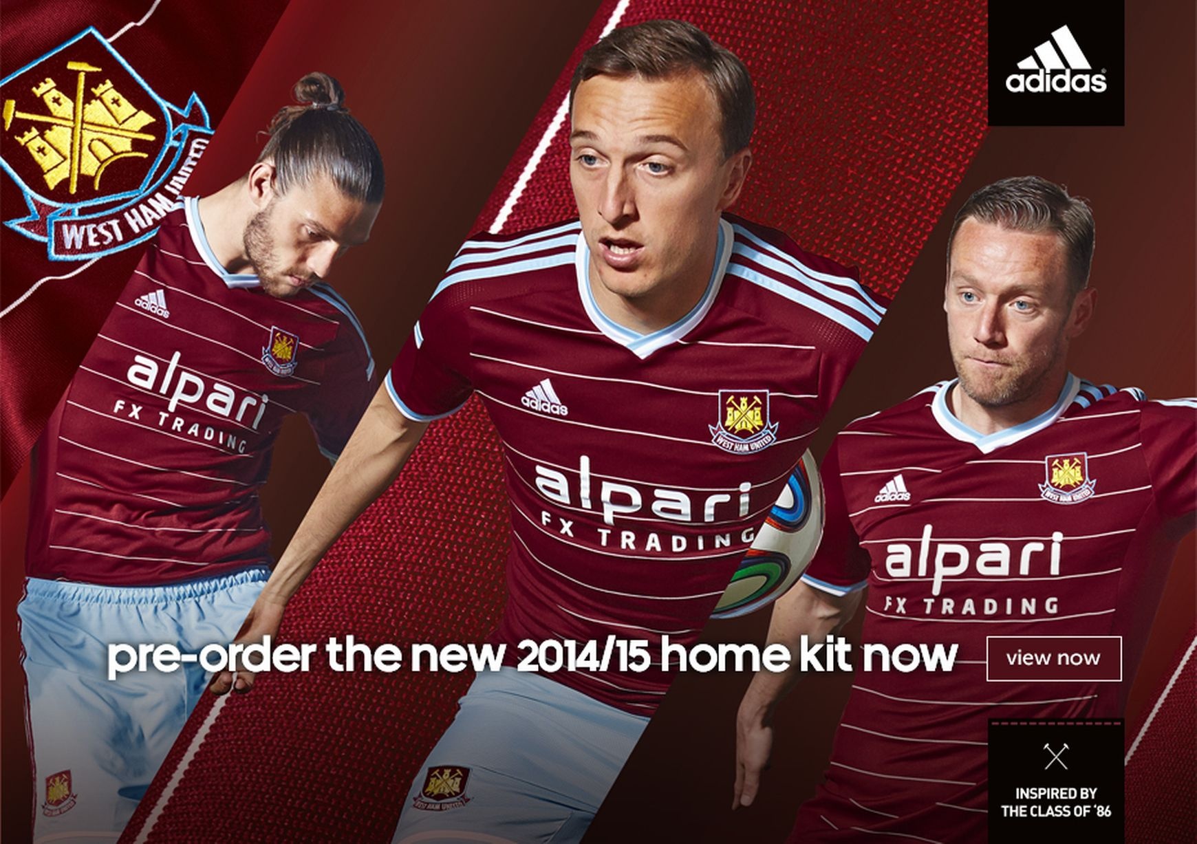 Westham cứ như đang quảng cáo cho Adidas khi giới thiệu mẫu áo sân nhà mùa tới.
