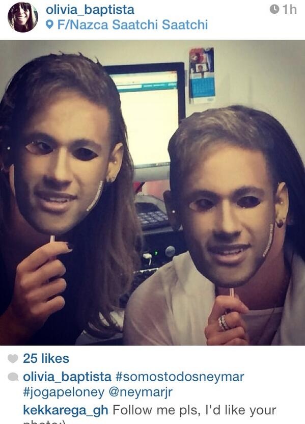 Trào lưu đeo mặt nạ Neymar đã phát tán rất nhanh tại Brazil. Ảnh: Twitter.