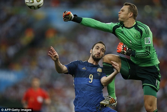 Còn đây là pha vào bóng của Manuel Neuer với Higuain tại chung kết World Cup 2014.