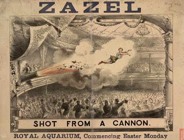 Zazel trở thành phụ nữ đầu tiên làm đạn pháo sống. Ảnh: Oddee