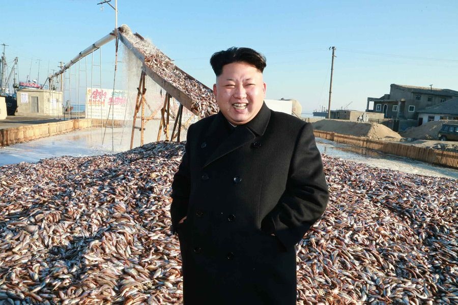 Kim Jong Un cung em gai thi sat nha may thuy san quan doi hinh anh