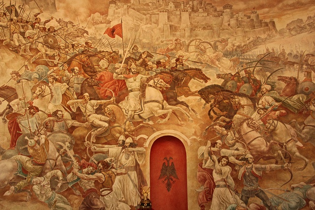 Một tranh về trận chiến tại thành Kruja. Ảnh: