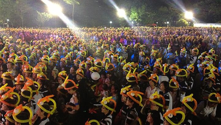 Nguoi dan Singapore doi mu bong bay don chao nam moi 2015 hinh anh