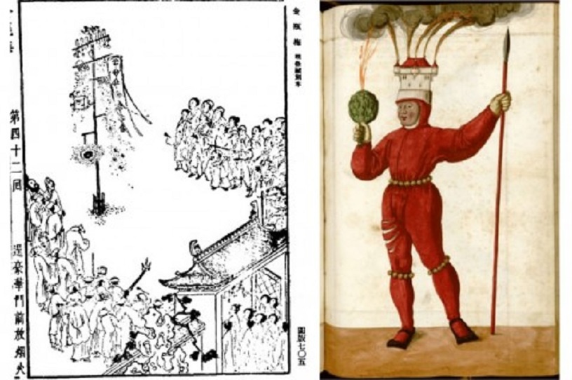 Tranh minh họa lễ hội bắn pháo hoa Schembart ở thành phố Nuremberg, Đức. Ảnh: