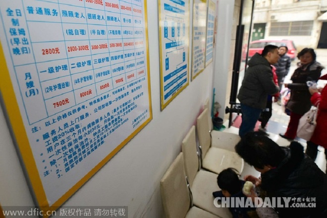 Bảng giá trong một trung tâm cung ứng bảo mẫu