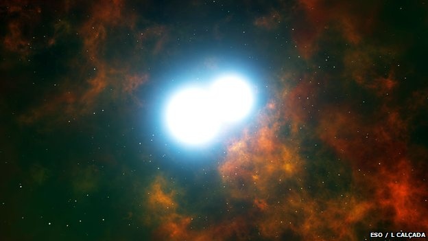 Hai ngôi sao lùn trắng ở giữa tinh vân