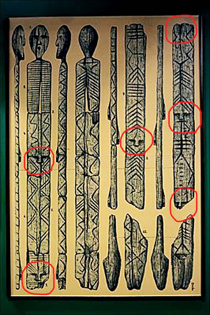 Vị trí của 7 khuôn mặt trên các mảnh vỡ của tượng. Ảnh: SIberian Times