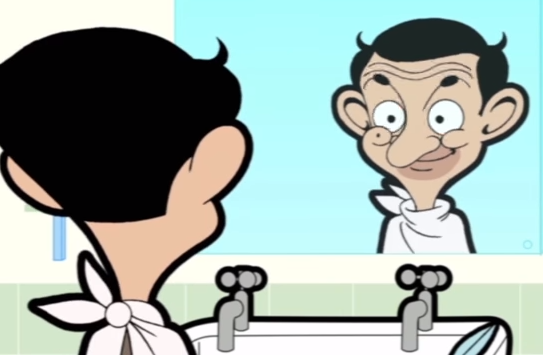 Mr Bean tu cat toc hinh anh