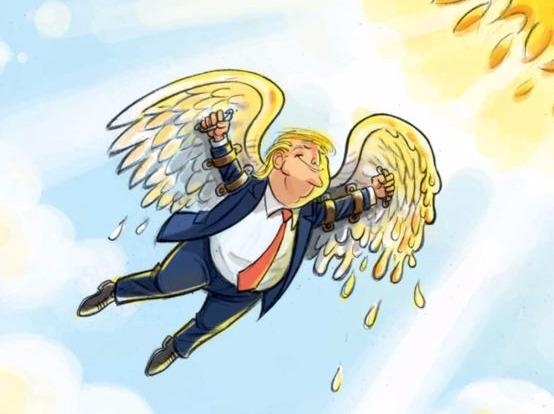 Thien than Trump cat canh trong tranh biem hoa hinh anh