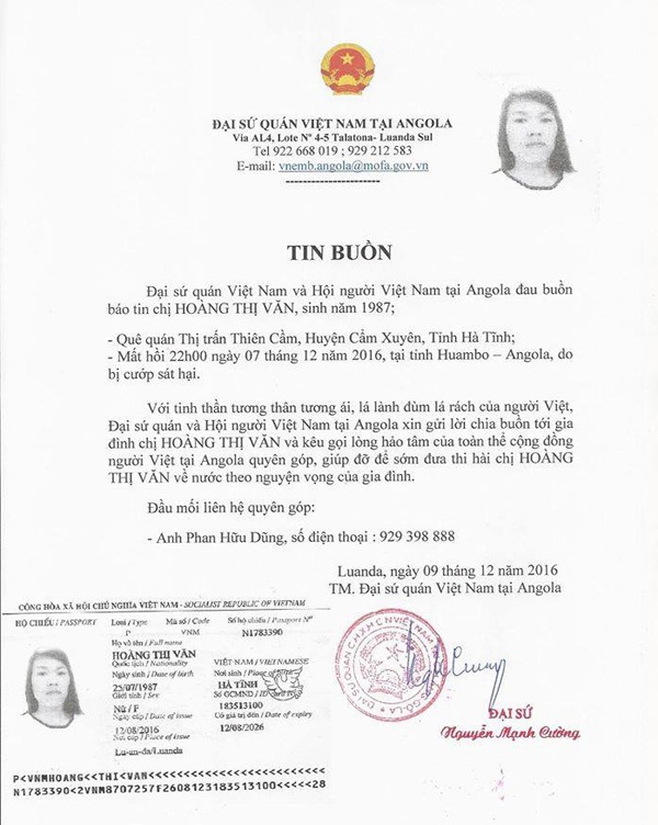 Phu nu Viet Nam tai Angola bi sat hai anh 1