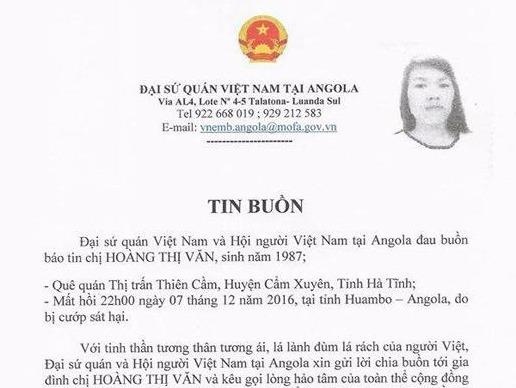 Angola: Cuop tan cong, thieu xac cap vo chong nguoi Viet hinh anh