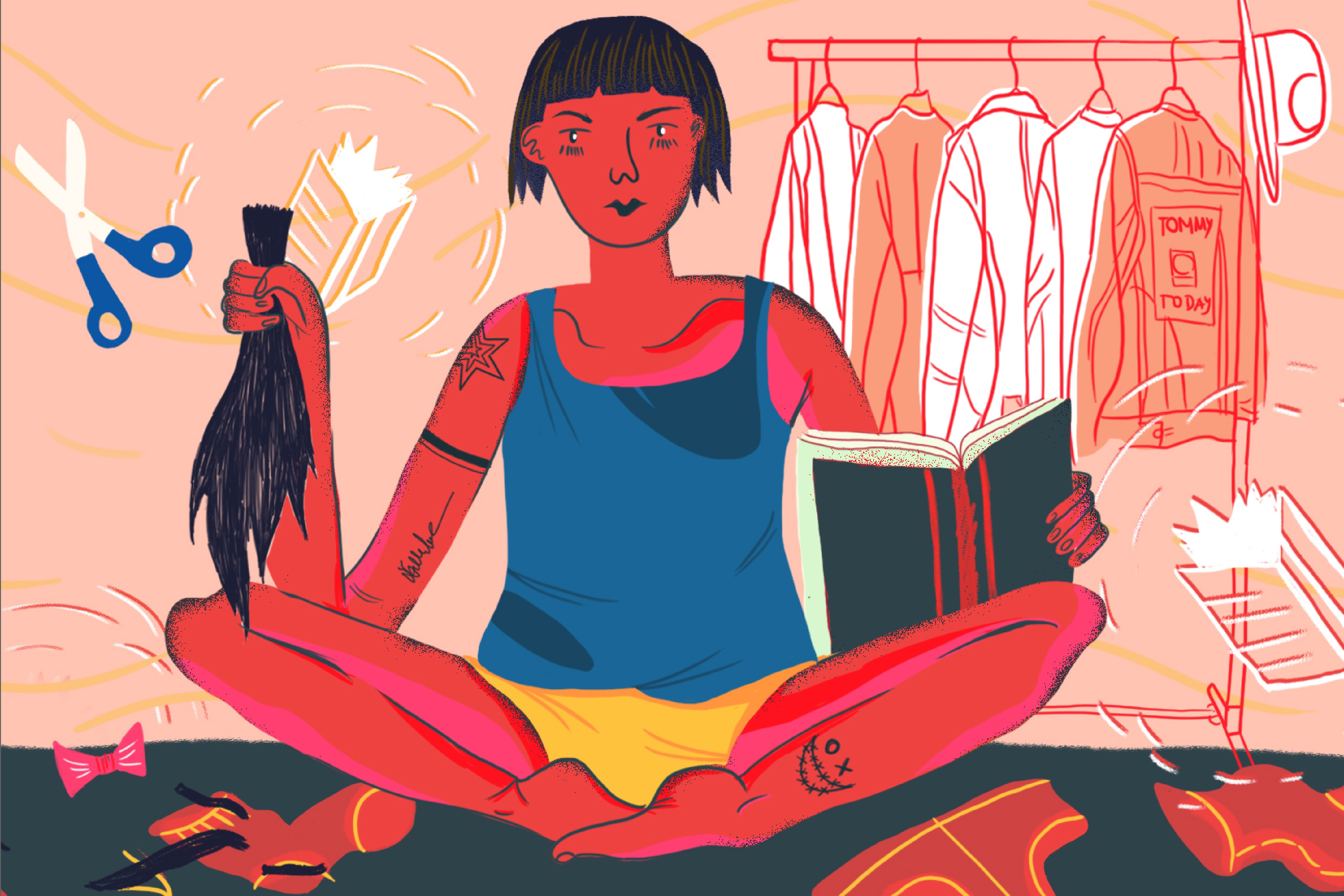 Gia dinh chong ung ho toi xam hinh, mac do tomboy hinh anh