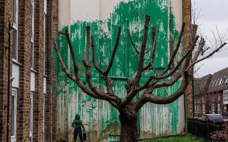 Tranh moi nhat cua Banksy bi pha hoai hinh anh