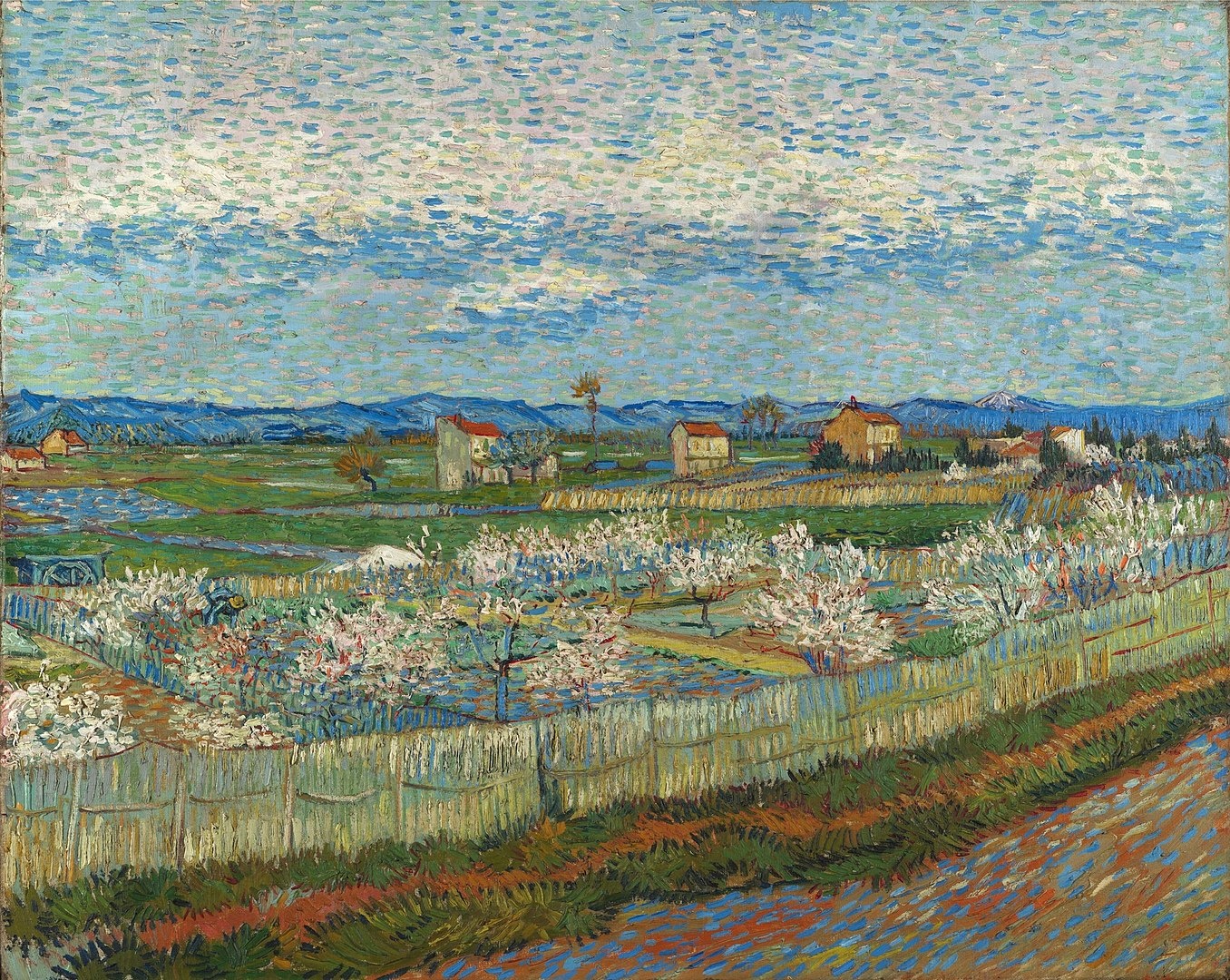 van gogh cat tai,  van gogh tu sat,  Orchard in Blossom,  View of Arles,  Peach Trees in Blossom anh 3
