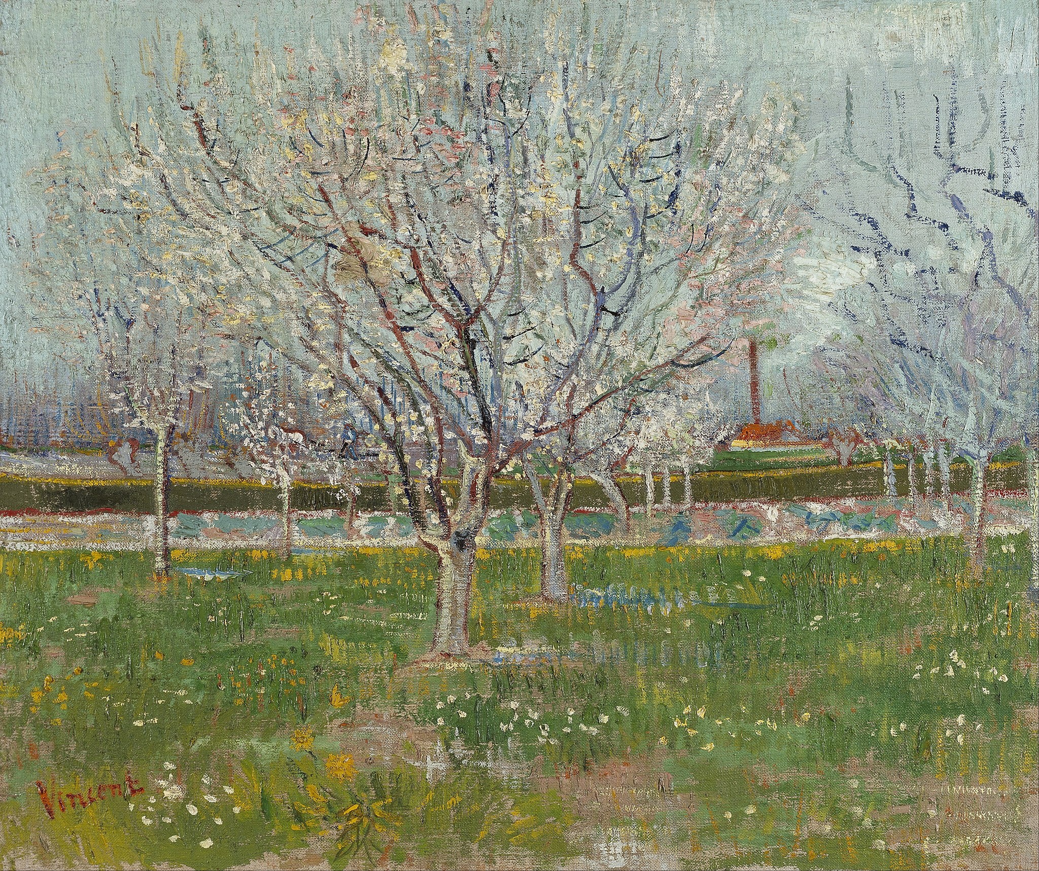 van gogh cat tai,  van gogh tu sat,  Orchard in Blossom,  View of Arles,  Peach Trees in Blossom anh 5