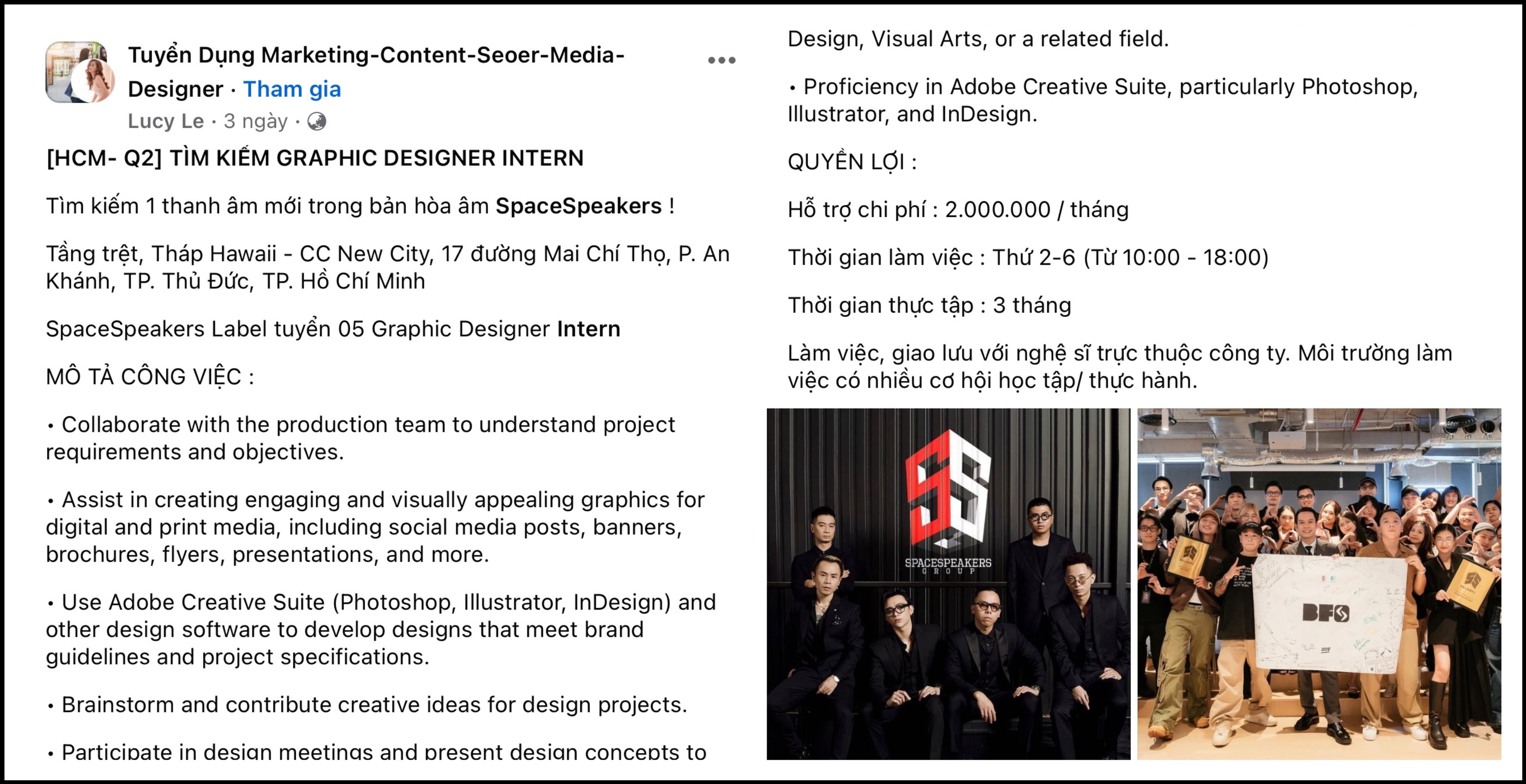SpaceSpeakers gom nhung ai,  SpaceSpeakers tuyen intern, SpaceSpeakers tuyen thuc tap sinh,  Touliver,  phu cap 2 trieu,  graphic designer intern anh 1