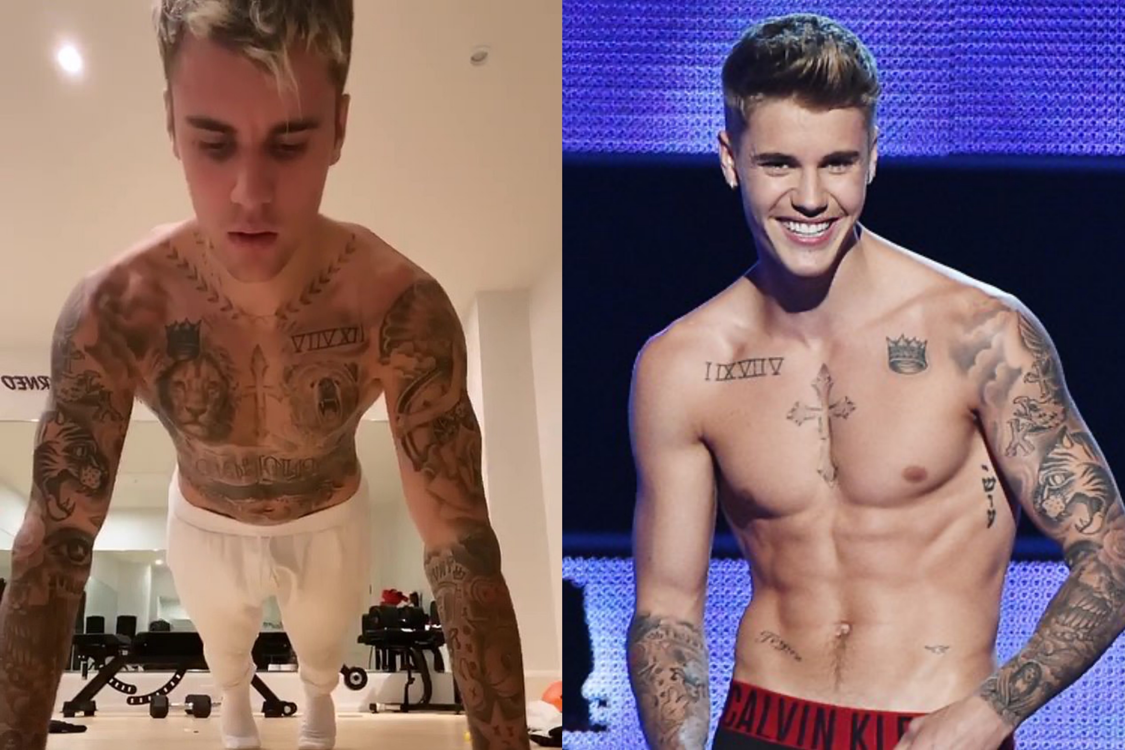 Justin Bieber coi tran khoe co bap va hinh xam hinh anh