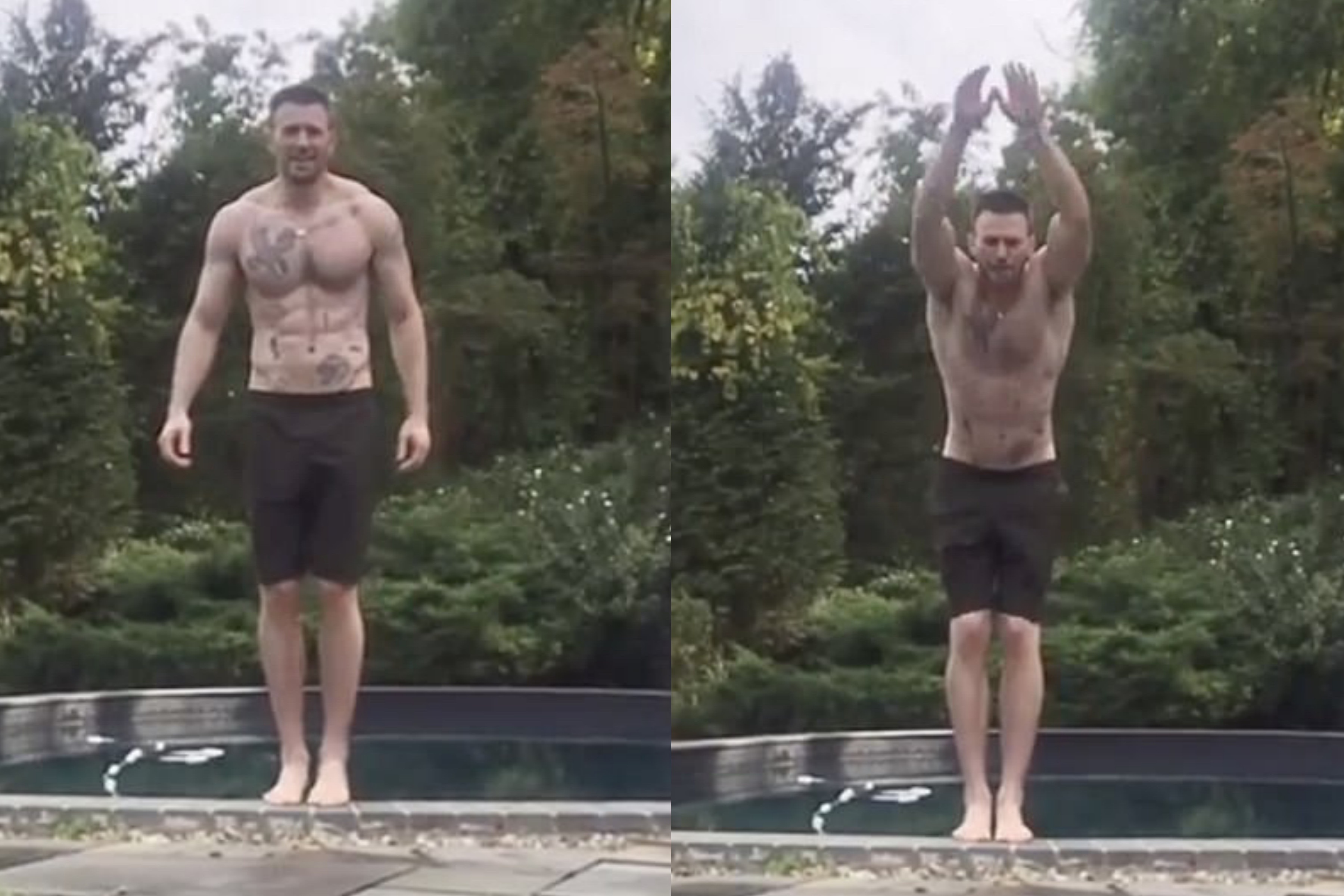 Chris Evans nhao lon nhu van dong vien o be boi hinh anh