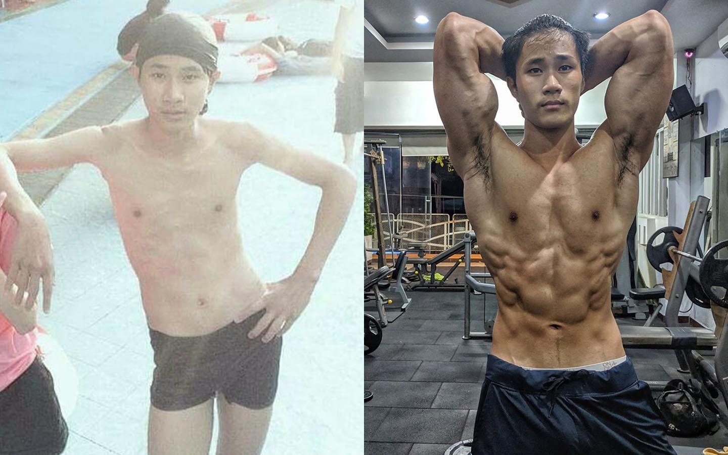 9X gay go co than hinh co bap sau 3 nam tap luyen hinh anh