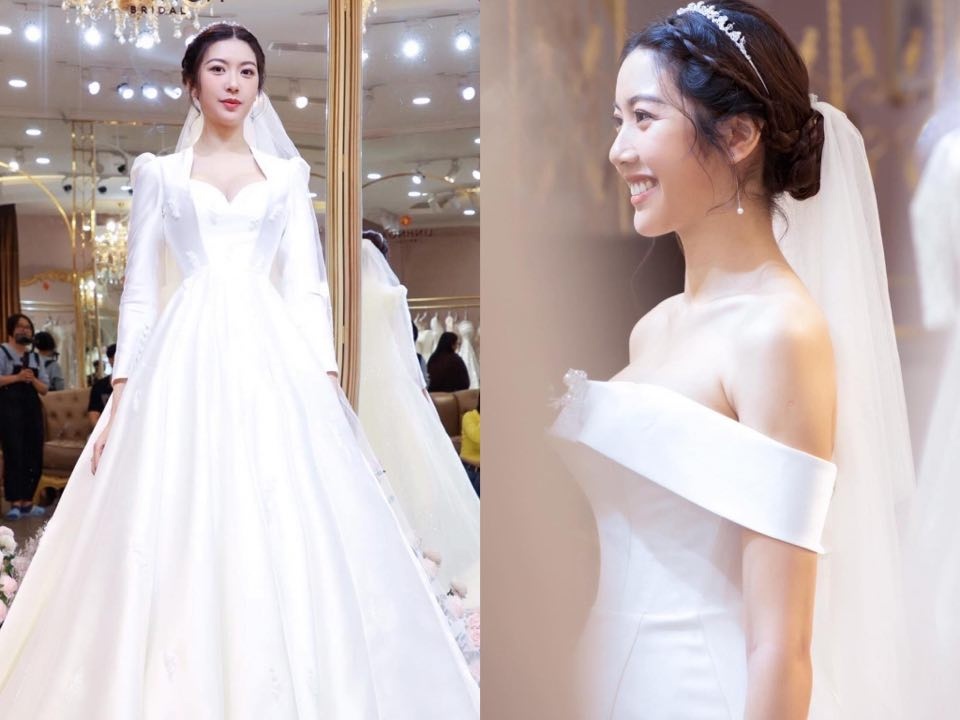 Hai mau vay cuoi cua a hau Thuy Van hinh anh