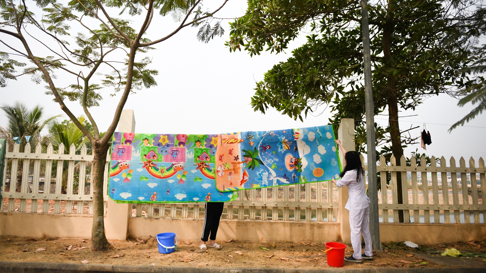 Sinh vien y te,  an tet trong khu cach ly anh 29