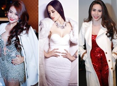 Hoc Thuy Tien, Thanh Hang dien ao khoac trang du tiec hinh anh