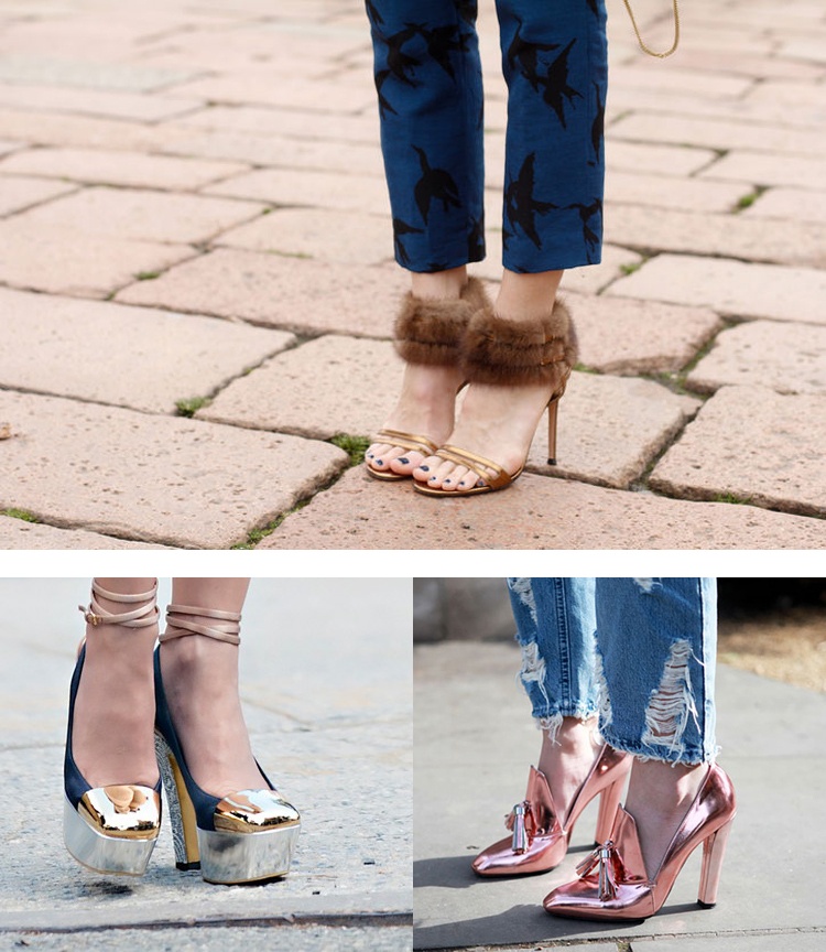 Cũng đừng ngại thử qua những kiểu giày metallic độc đáo, vì nhờ đó mà street style của bạn thêm ấn tượng.