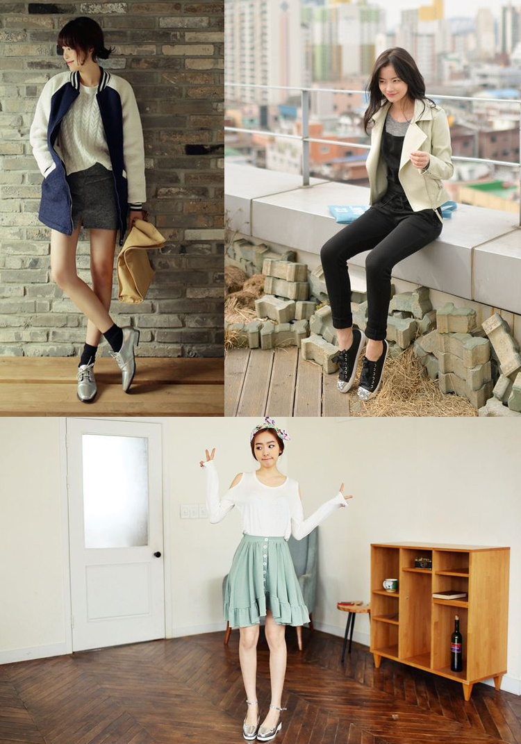 Một ưu điểm vượt trội của giày metallic là có rất nhiều kiểu dáng và dễ phối hợp cùng trang phục, phụ kiện.