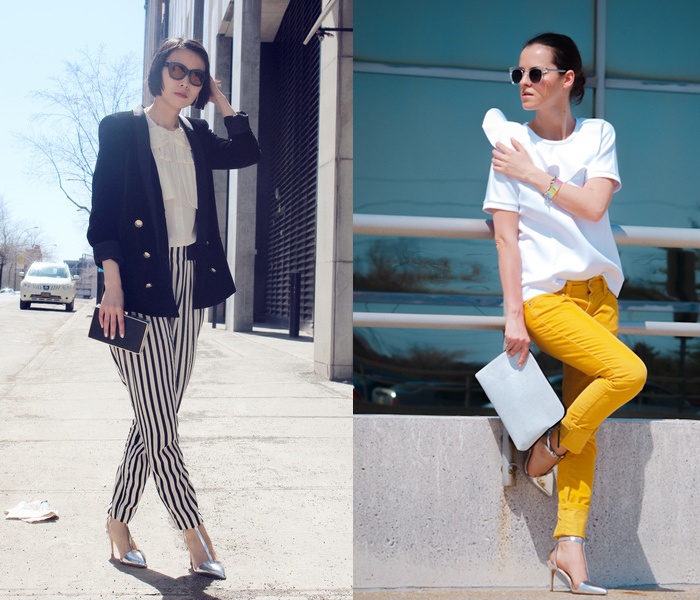 Chỉ với một đôi giày ánh kim mũi siêu nhọn đang rất “hot” năm nay, đã có rất nhiều cách kết hợp trang phục đầy cá tính: color block rực rỡ, monochrome (diện nguyên cây màu), hay lịch sự với “set” đồ công sở.
