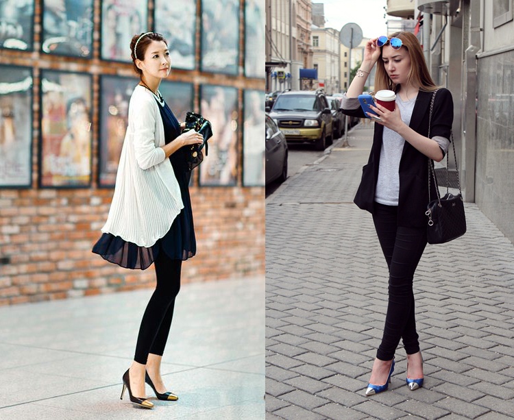 Những đôi giày có phần mũi được nhấn nhá bằng 1 chút metallic ánh bạc, ánh kim cũng thường thích hợp để những nàng công sở thêm nổi bật khi ra phố.