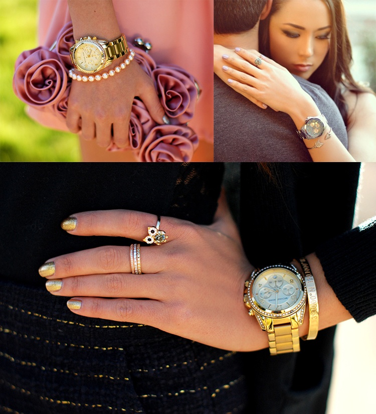 Jessica dường như rất yêu thích cách phối layering giữa đồng hồ ánh kim với các loại dây đeo tay kiểu cách, và hầu hết các kiểu dùng phụ kiện này đều mang lại thành công cho set đồ street style.