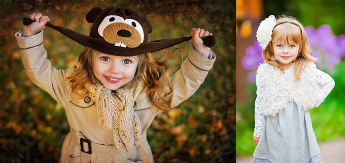 Vào mùa đông, cô bé được mẹ che chắn khỏi gió lạnh bằng đủ loại áo khoác thời trang.