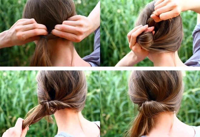 Lộn ngược trở lại lọn tóc như hình minh họa.