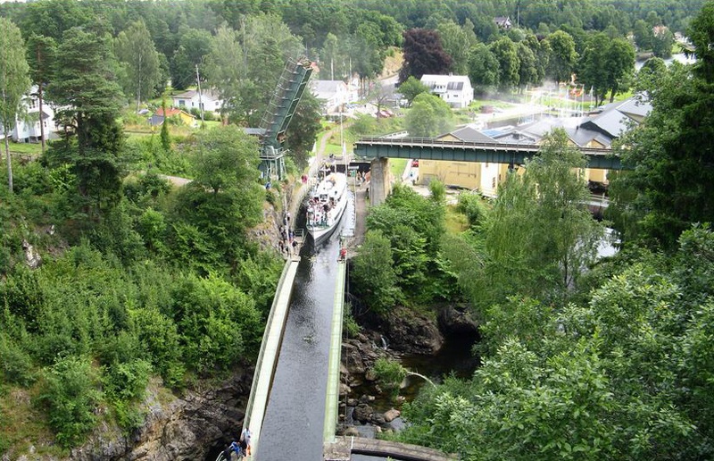 4.Cầu nước Håverud – Thụy Điển Cầu nước Håverud được xây dựng giữa năm 1865, nằm trong hệ thống kênh đào Dalsland, giúp cho tàu thuyền qua lại giữa hồ Vänern với khu vực trung tâm của Dasland và vùng hồ phía Tây Nam của quận Värmland. Công trình này là hệ thống máng nước bằng thép dài 33,5m, được ghép lại với nhau bằng 33.000 chiếc đinh tán. Một đặc điểm ấn tượng nhất là kể từ khi hoàn thành đến nay, Håverud chưa phải thay thế bất cứ 1 cây đinh nào.