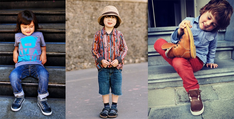 Với các cậu nhóc, để tiện vui chơi, các kiểu trang phục thật năng động, hiện đại như jeans, sơ mi, áo pull … là thích hợp hơn cả.