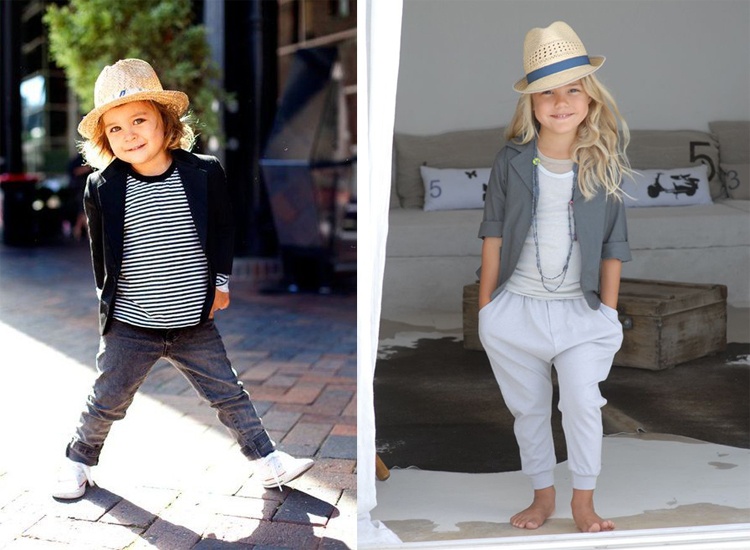 Nón cói kết hợp với áo vest nhí, những thiên thần nhỏ trở nên lịch lãm theo một cách rất đáng yêu.