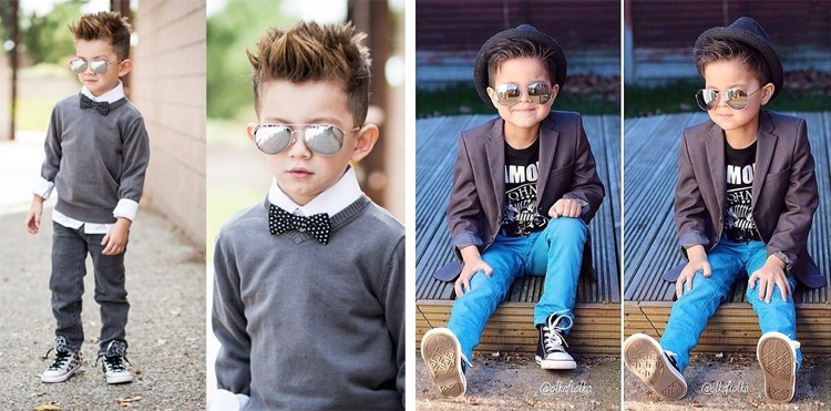 Cậu nhóc này nhanh chóng bắt kịp xu hướng dùng kính mặt gương đang rất hot hiện nay.  