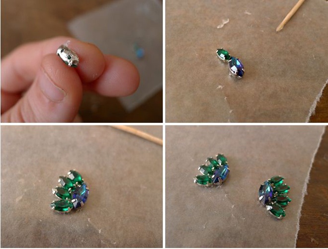 Bước 2: Tiếp tục với các viên đá crystal còn lại theo tạo hình như ảnh minh họa.