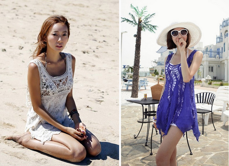  Len đan kết hợp cùng các chất liệu vải khác tạo nên những bộ trang phục mùa hè dịu dàng và mê hoặc.